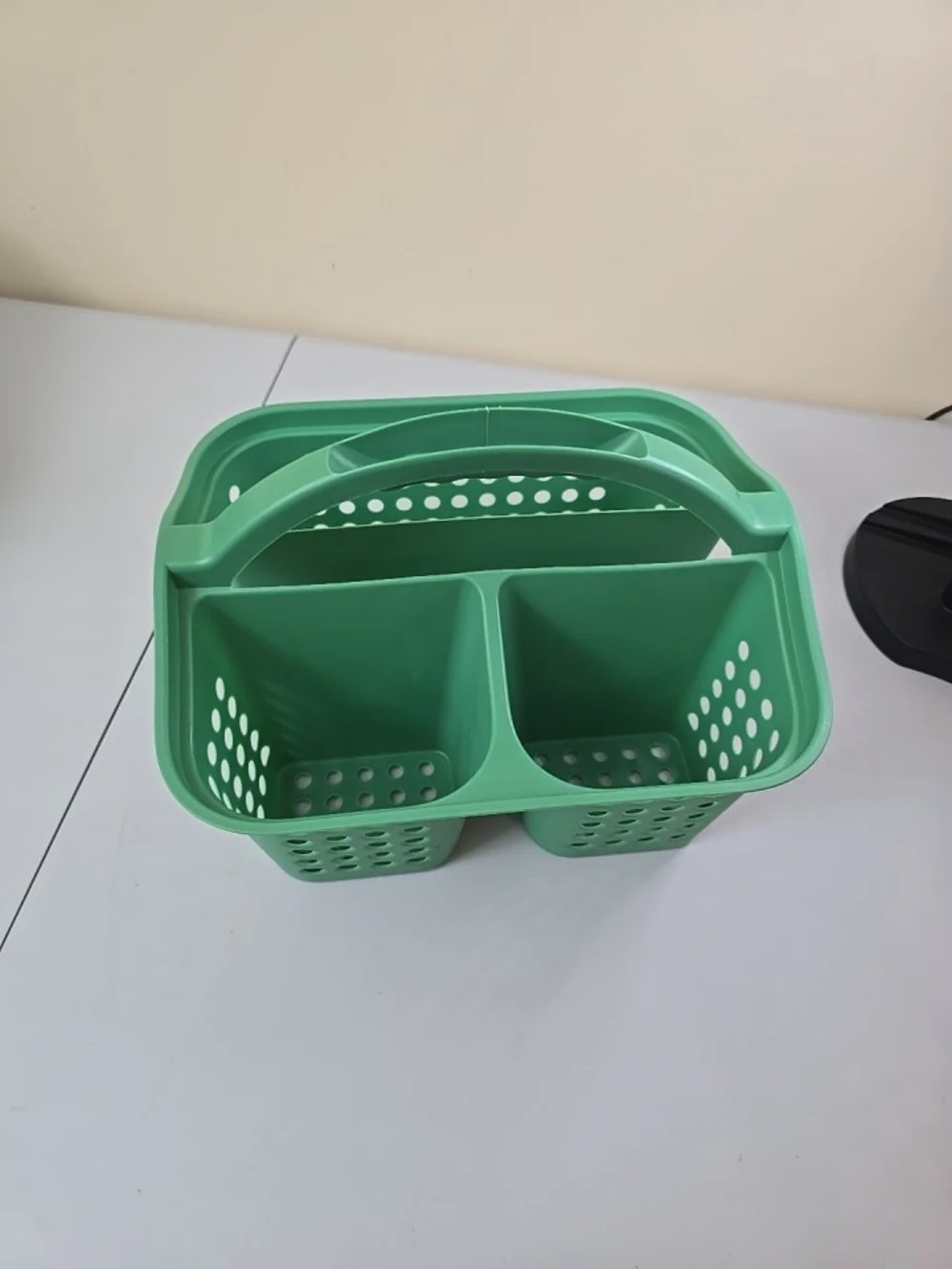 Mainstays Mint Green Plastic Tote Caddy with Dual Compartments